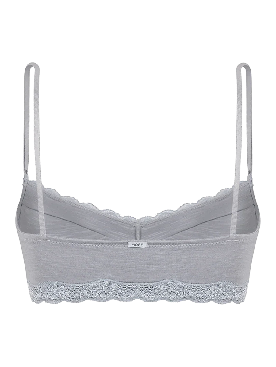 Lace-trimmed top bra with removable padding