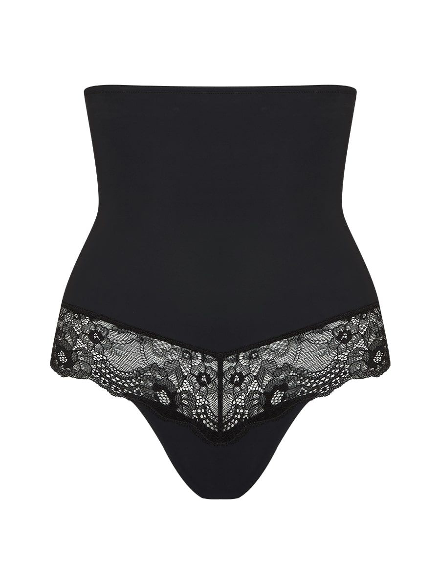 Shapewear thong panties with lace combination