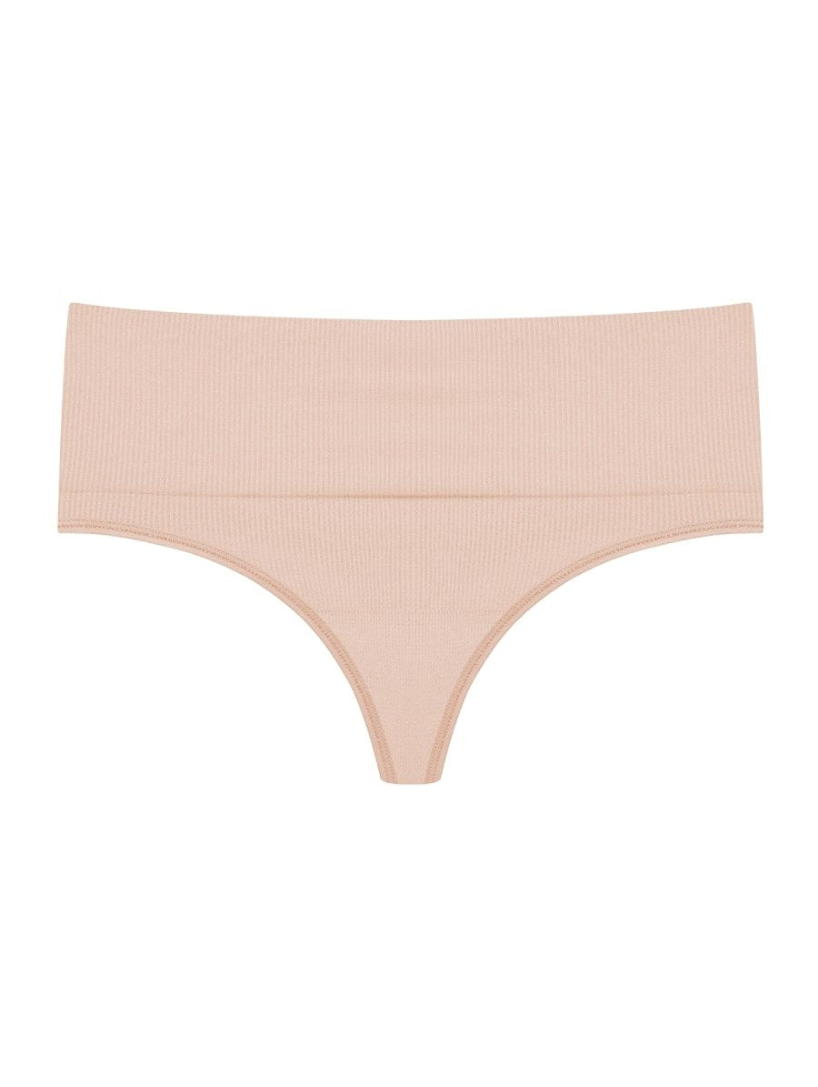 High-waisted microfiber thong panties