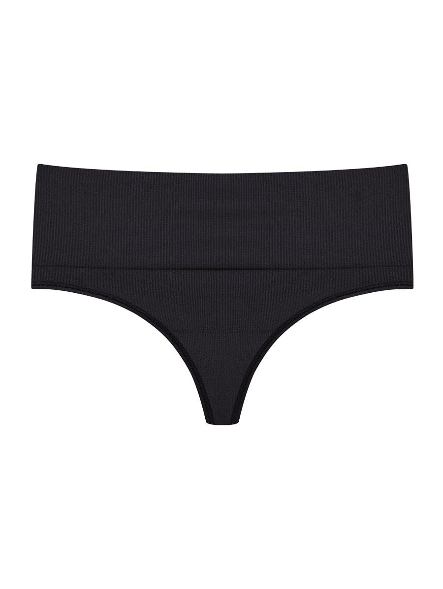 High-waisted microfiber thong panties