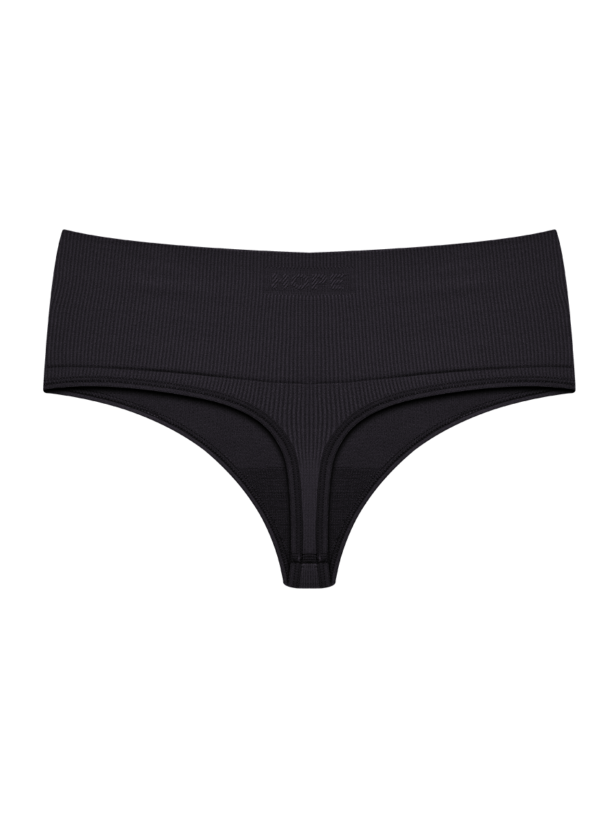High-waisted microfiber thong panties