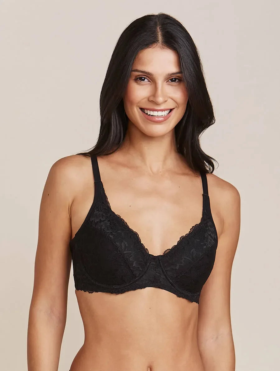 High support lace bra with underwire