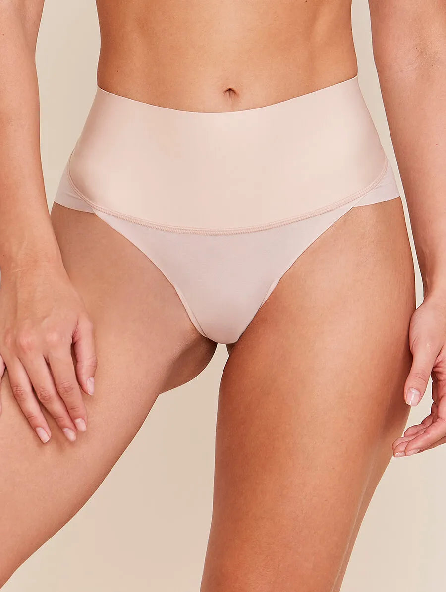 High-waisted, seamless, shaping microfiber panties