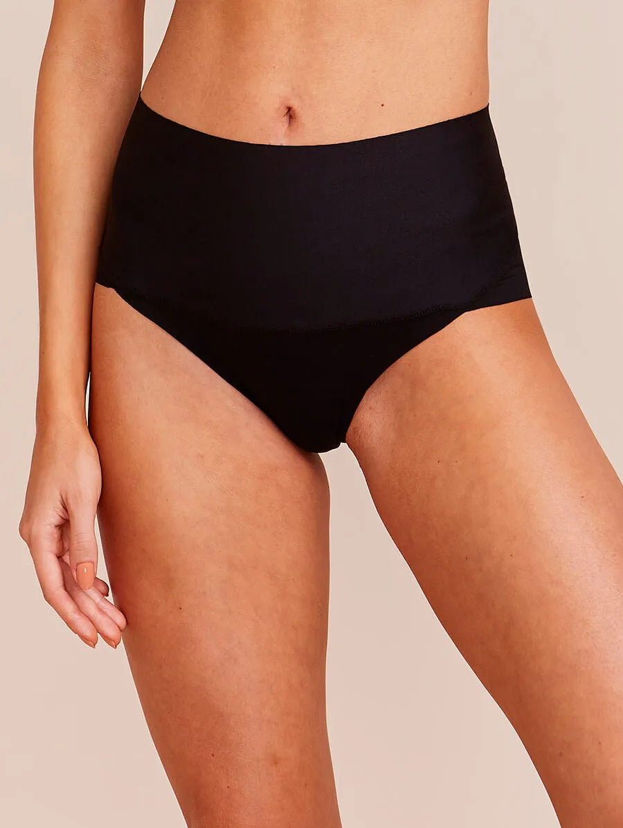 High-waisted, seamless, shaping microfiber panties