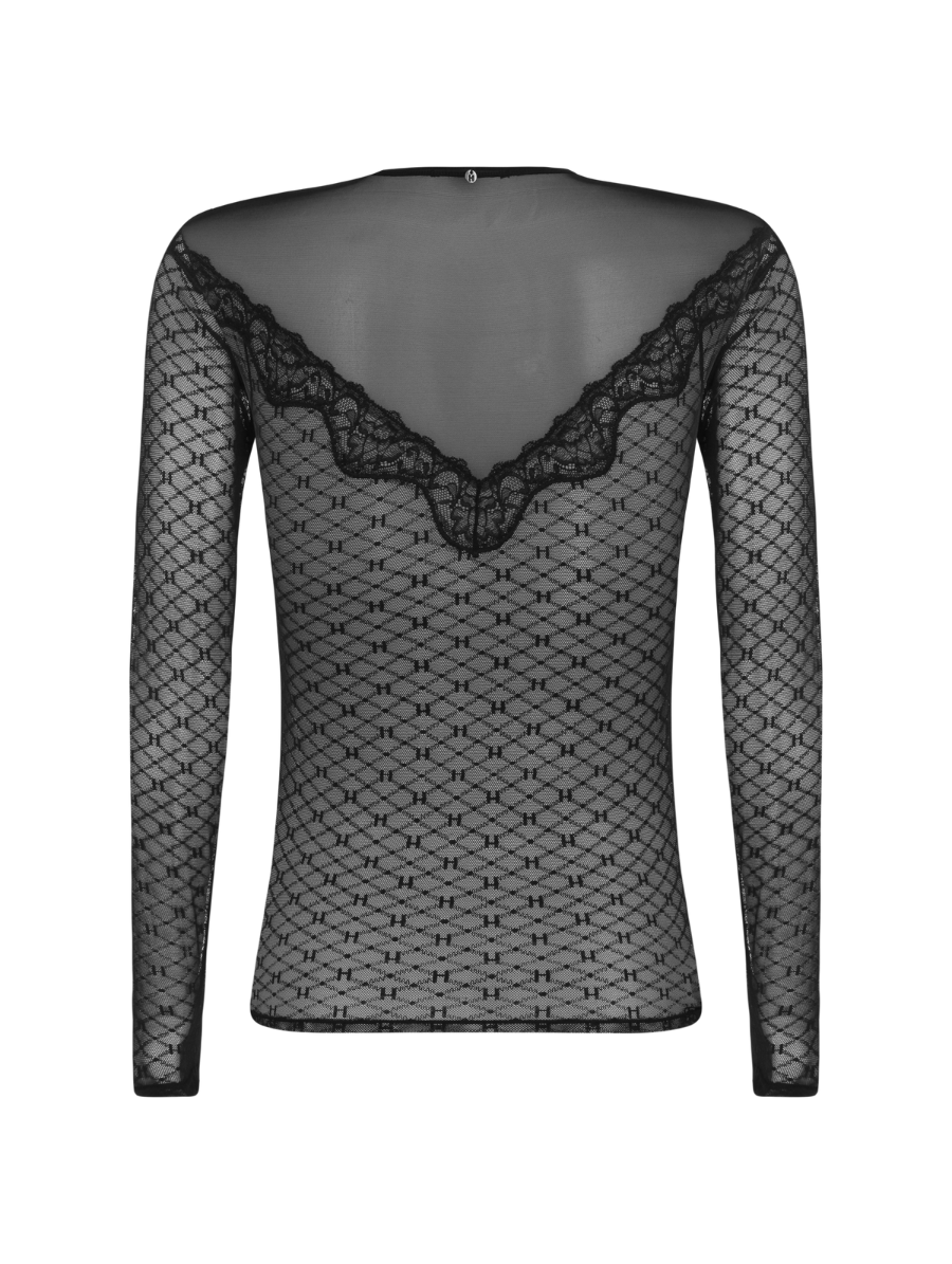 Transparent tulle shirt with embroidery